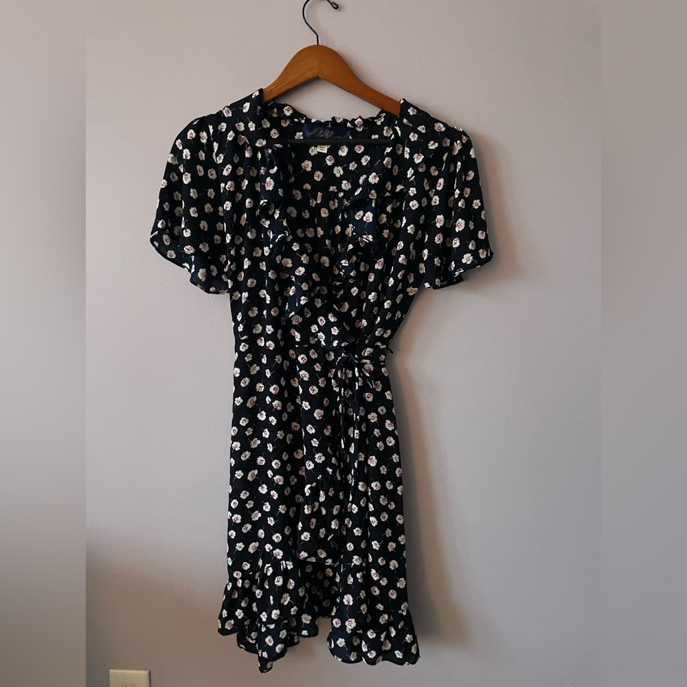 Blue Rain Floral Black Dress